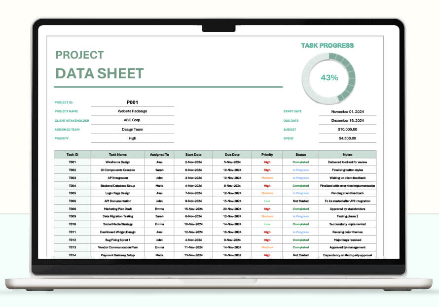 Project Data Sheet